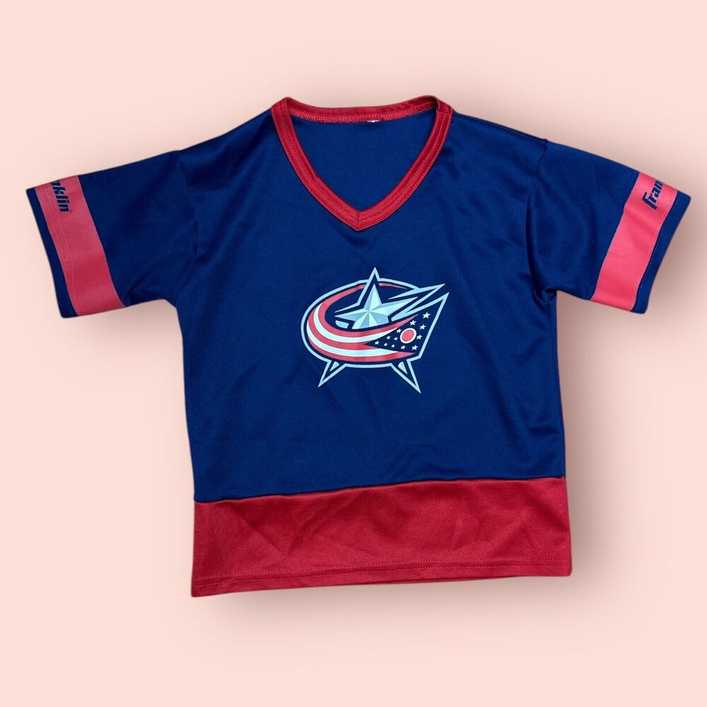 Columbus Blue Jackets NHL Navy Hockey Jersey Youth Kids Sz Large XL Short Sleeve